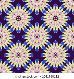 New color seamless pattern with many flower.
