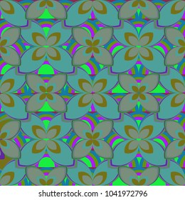 New color seamless pattern with many flower.