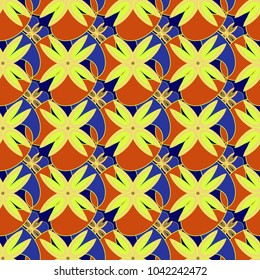 New color seamless pattern with many flower.
