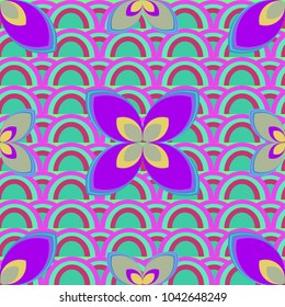 New color seamless pattern with many flower.