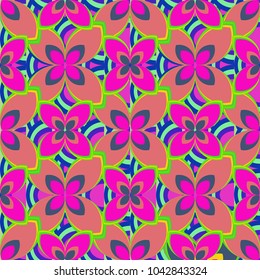 New color seamless pattern with many flower.