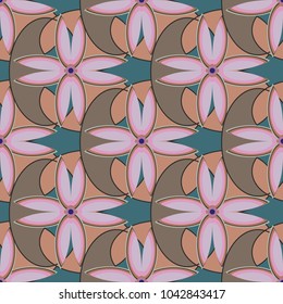 New color seamless pattern with many flower.