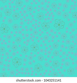New color seamless pattern with many flower.