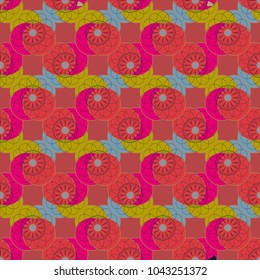 New color seamless pattern with many flower.