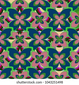 New color seamless pattern with many flower.