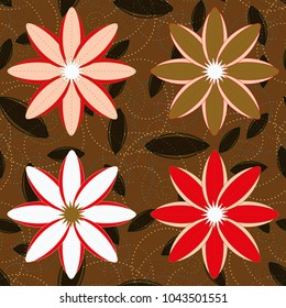 New color seamless pattern with many flower.