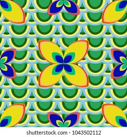 New color seamless pattern with many flower.