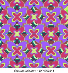 New color seamless pattern with many flower.