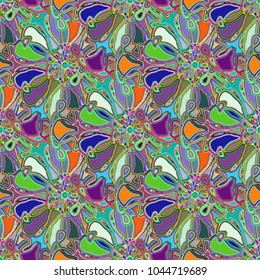 New color seamless pattern with many flower.