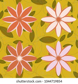 New color seamless pattern with many flower.