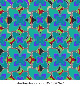 New color seamless pattern with many flower.
