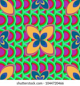 New color seamless pattern with many flower.