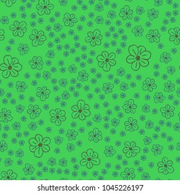 New color seamless pattern with many flower.