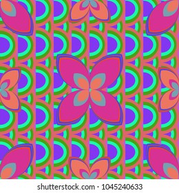 New color seamless pattern with many flower.