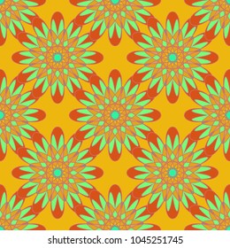 New color seamless pattern with many flower.