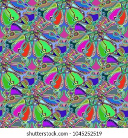 New color seamless pattern with many flower.