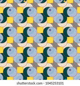 New color seamless pattern with many flower.