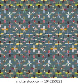 New color seamless pattern with many flower.