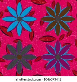 New color seamless pattern with many flower.