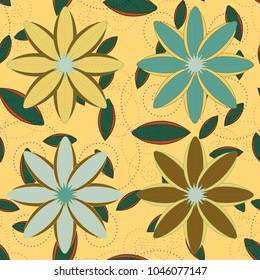 New color seamless pattern with many flower.