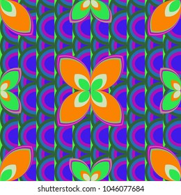New color seamless pattern with many flower.