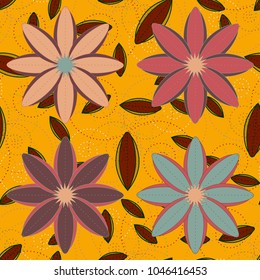 New color seamless pattern with many flower.
