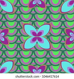 New color seamless pattern with many flower.