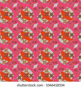 New color seamless pattern with many flower.