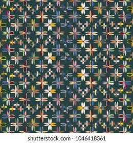 New color seamless pattern with many flower.