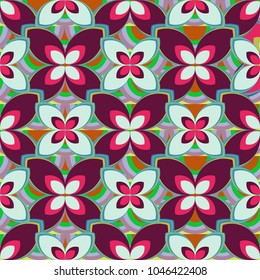 New color seamless pattern with many flower.