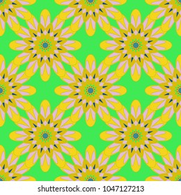New color seamless pattern with many flower.