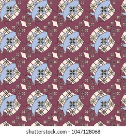 New color seamless pattern with many flower.
