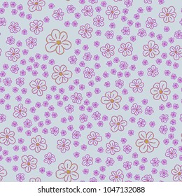 New color seamless pattern with many flower.