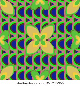 New color seamless pattern with many flower.