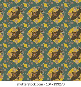 New color seamless pattern with many flower.