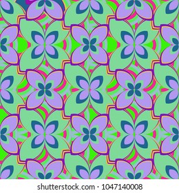 New color seamless pattern with many flower.