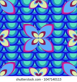 New color seamless pattern with many flower.