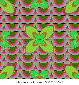 New color seamless pattern with many flower.