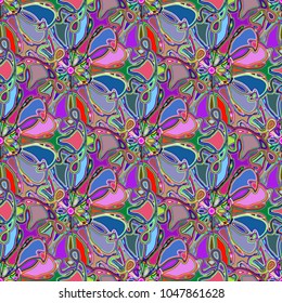 New color seamless pattern with many flower.