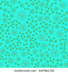 New color seamless pattern with many flower.