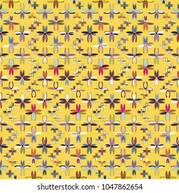 New color seamless pattern with many flower.