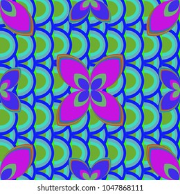 New color seamless pattern with many flower.