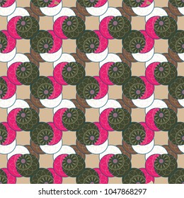 New color seamless pattern with many flower.