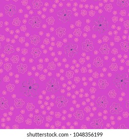 New color seamless pattern with many flowers.