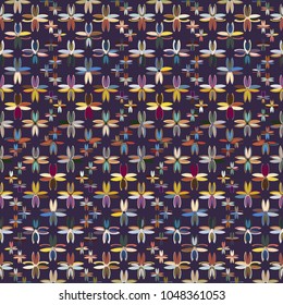 New color seamless pattern with many flower.