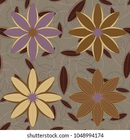 New color seamless pattern with many flower.
