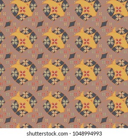 New color seamless pattern with many flower.