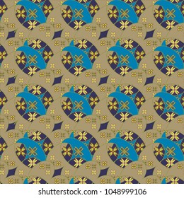 New color seamless pattern with many flower.