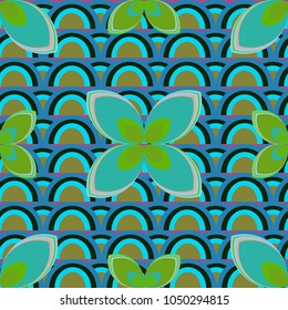 New color seamless pattern with many flower.