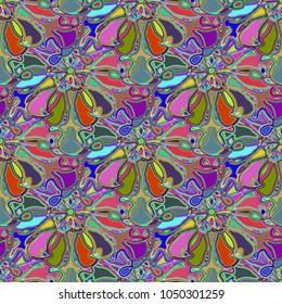 New color seamless pattern with many flower.